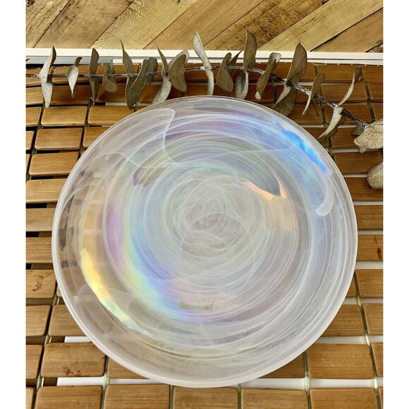 Artistic Accents iridescent pearl swirl glass 9” luncheon plate made in Turkey - Picture 11 of 11